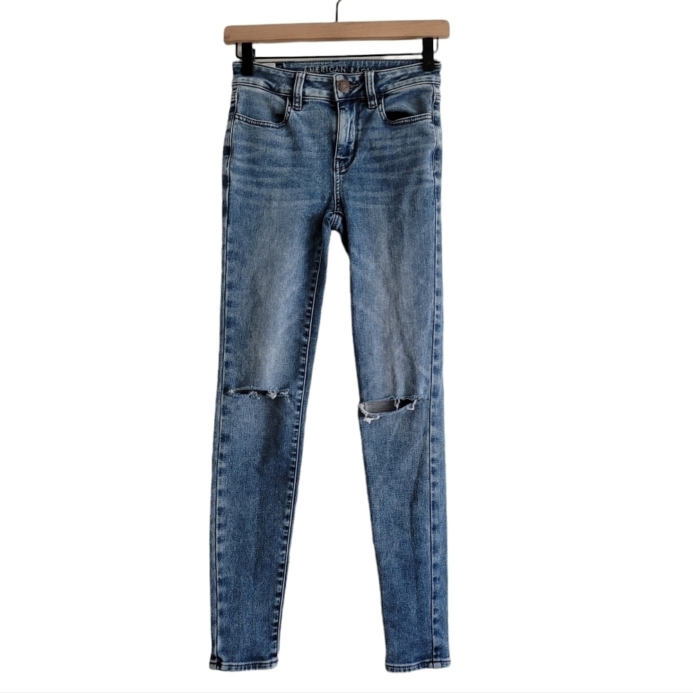 American Eagle Hi-Rise Jegging Distressed Stretch Denim Jeans
